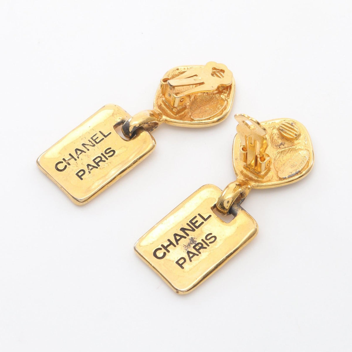 Chanel Logo Plate Earrings