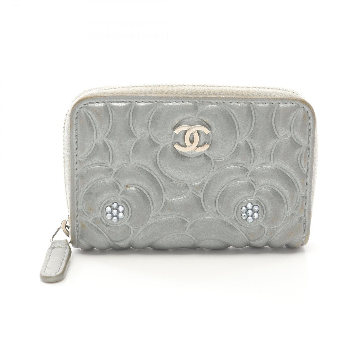 Chanel Camellia Lambskin Coin Case
