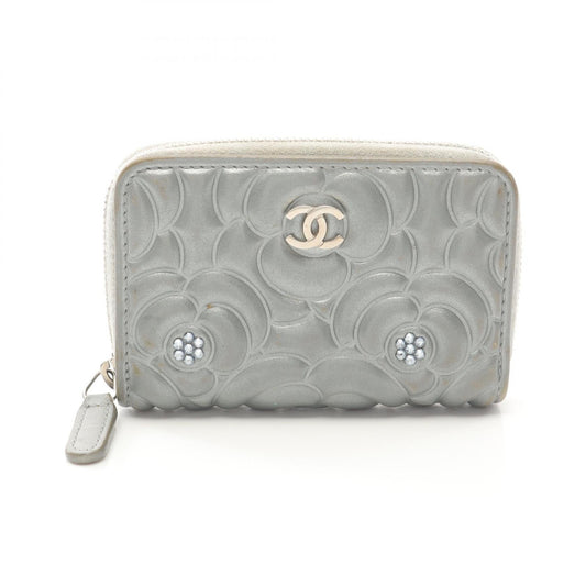 Chanel Camellia Lambskin Coin Case
