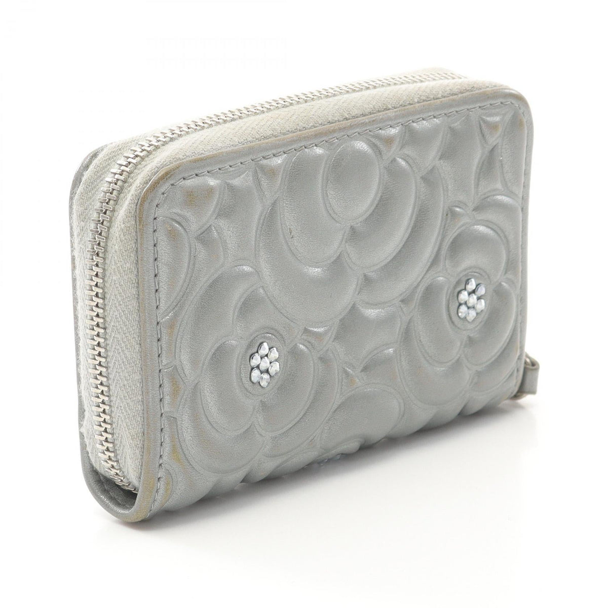 Chanel Camellia Lambskin Coin Case