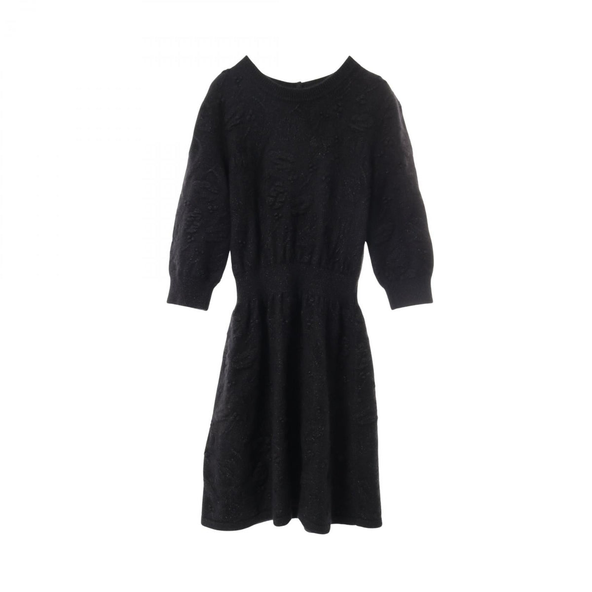 Chanel Coco Mark Button Wool Silk Cashmere Dress