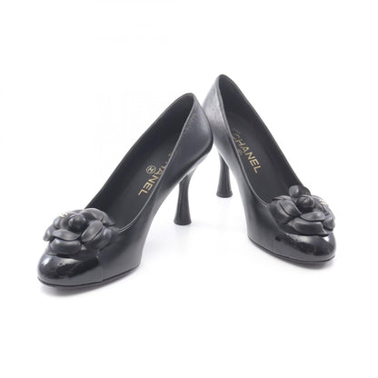 Chanel Coco Mark Camellia Leather Patent Leather Pumps