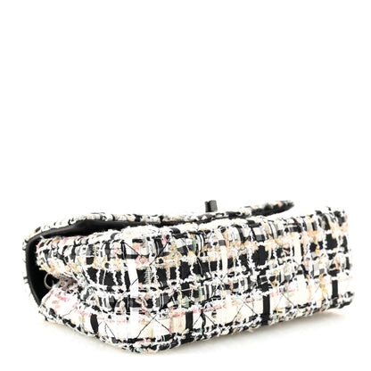 Tweed Quilted Mini Rectangular Flap White Black Multicolor