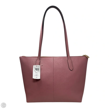 Crossgrain Leather Zip Tote Handbag Designer By Coach, Size: Medium