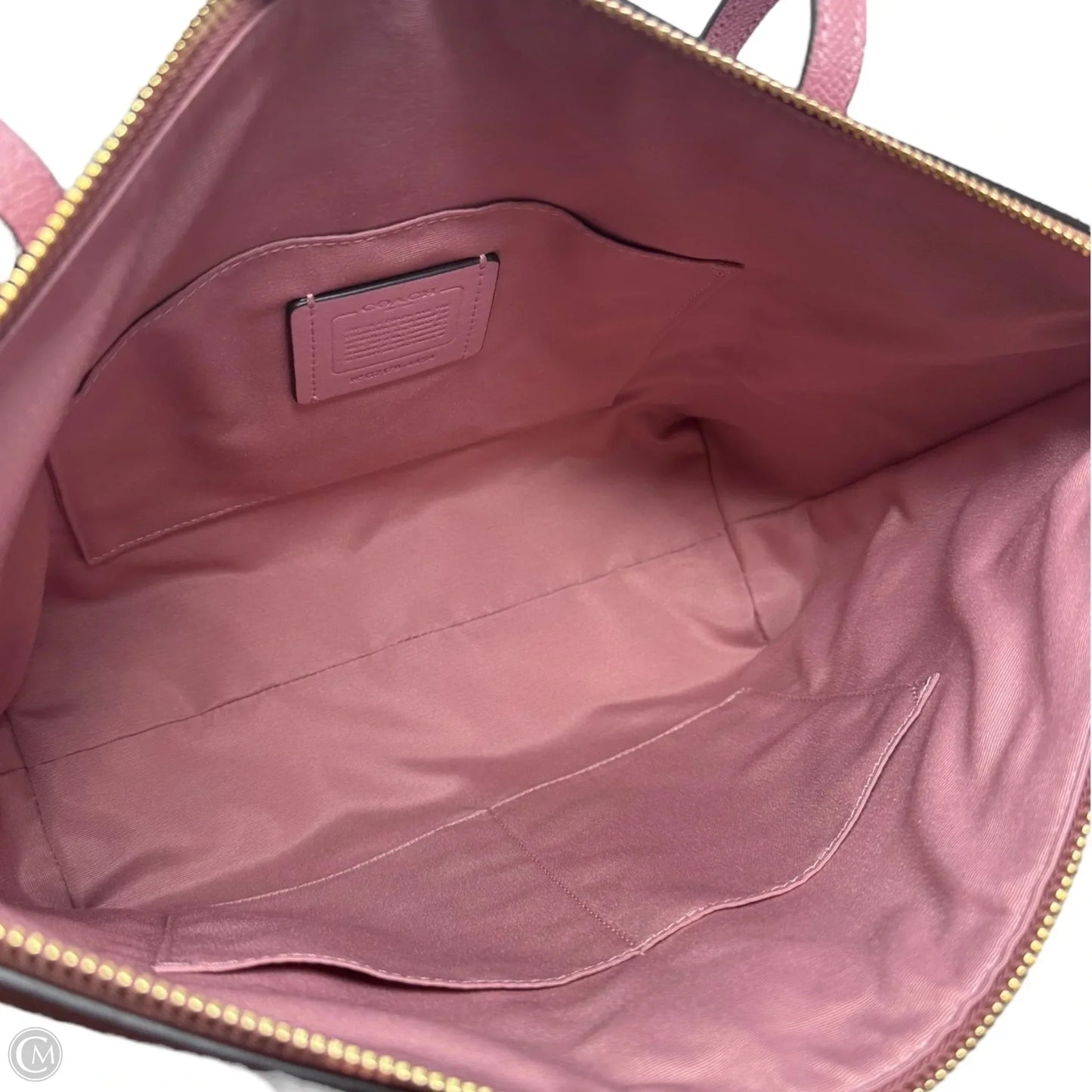 Crossgrain Leather Zip Tote Handbag Designer By Coach, Size: Medium