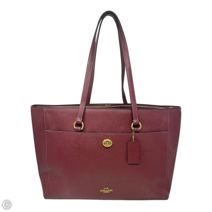 Folio Turnlock Tote Designer By Coach, Size: Large