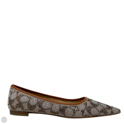 Daphne Flat In Crystal Signature Jacquard Designer By Coach In Brown & Cream, Size: 6.5