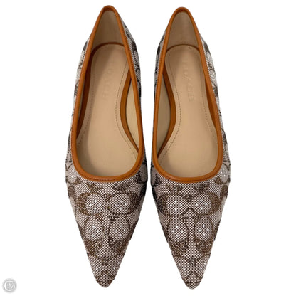 Daphne Flat In Crystal Signature Jacquard Designer By Coach In Brown & Cream, Size: 6.5