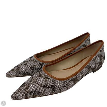 Daphne Flat In Crystal Signature Jacquard Designer By Coach In Brown & Cream, Size: 6.5