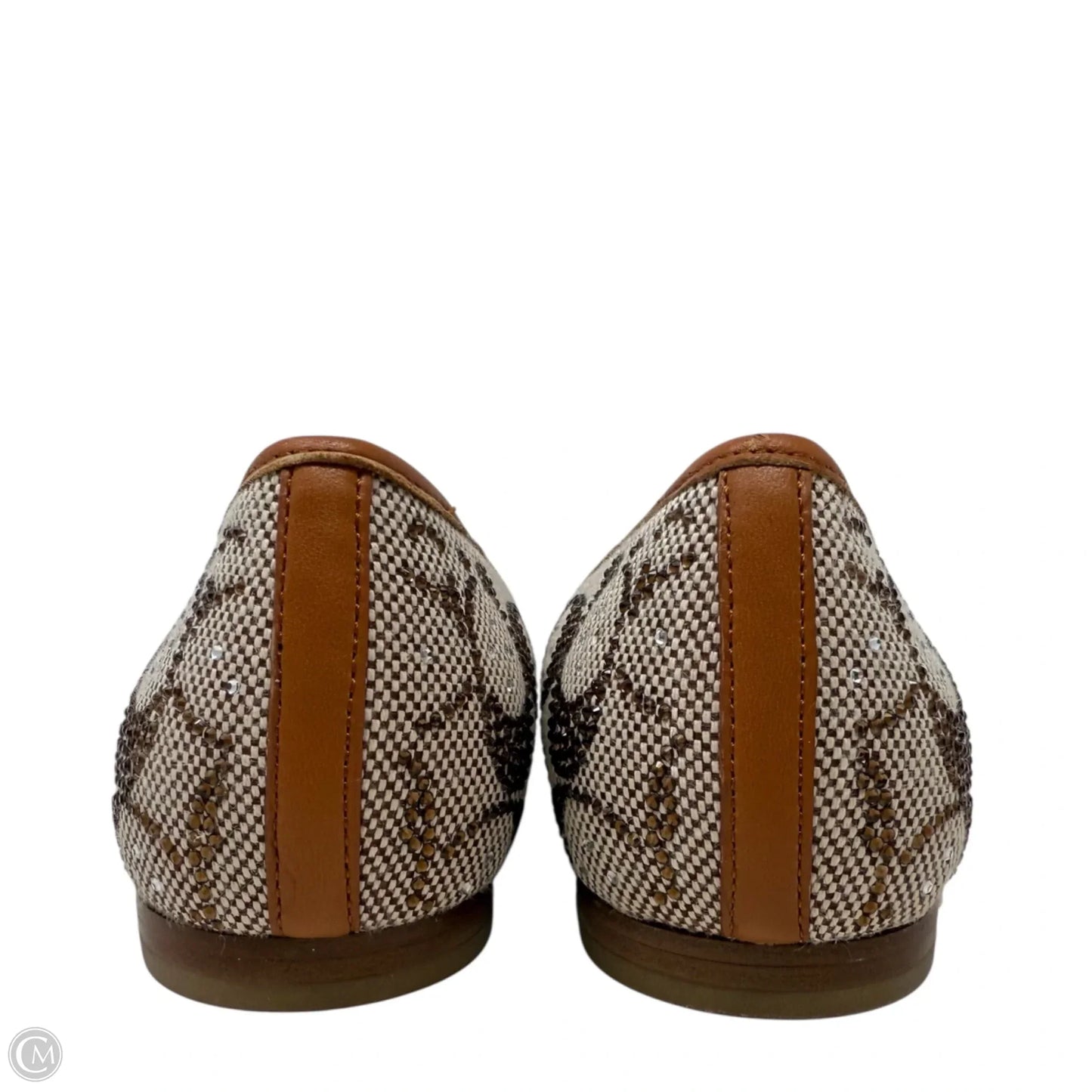 Daphne Flat In Crystal Signature Jacquard Designer By Coach In Brown & Cream, Size: 6.5