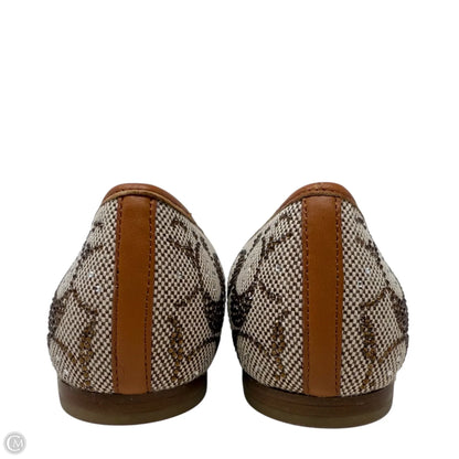 Daphne Flat In Crystal Signature Jacquard Designer By Coach In Brown & Cream, Size: 6.5
