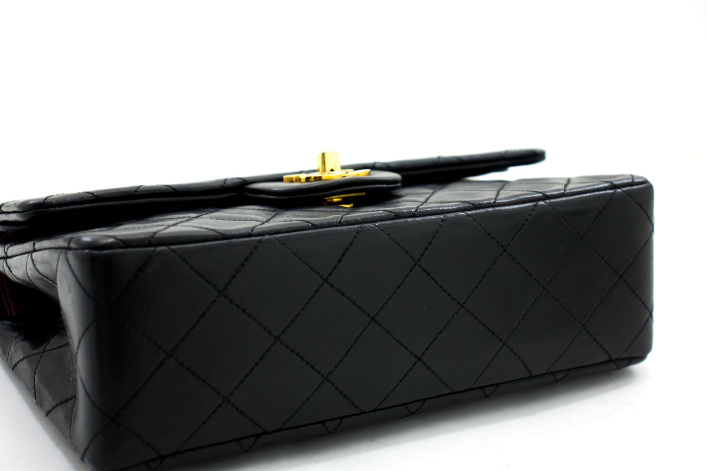 CHANEL 2.55 Double Flap Small Chain Shoulder Bag Black Lambskin