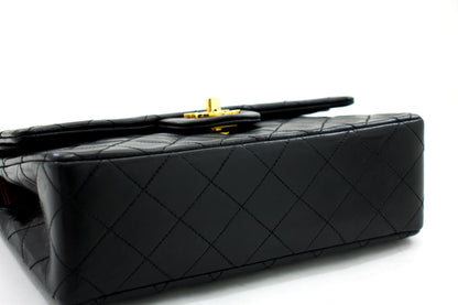 CHANEL 2.55 Double Flap Small Chain Shoulder Bag Black Lambskin