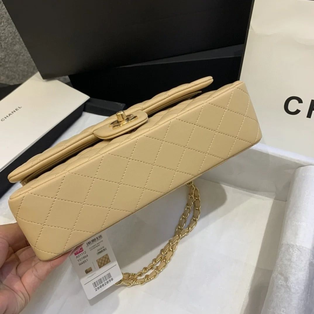 Chanel Classic Double Flap 25 Shoulder Bag Light Beige