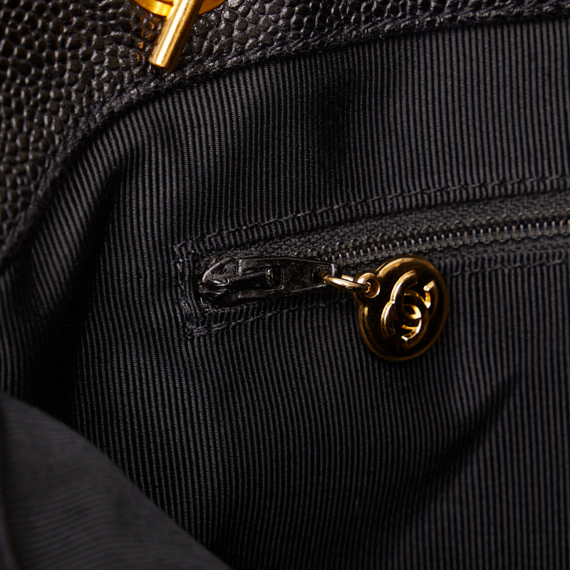 Chanel Triple CC Caviar Tote Bag Leather Tote Bag in Good condition