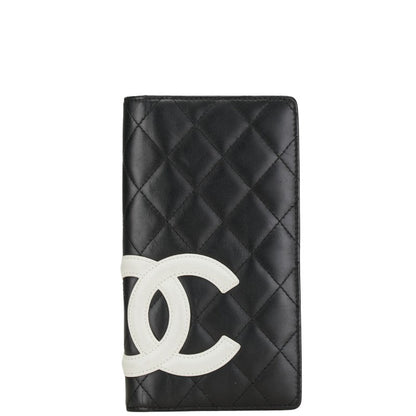Chanel Cambon Quilted Leather Bifold Wallet Leather Long Wallet in Good condition