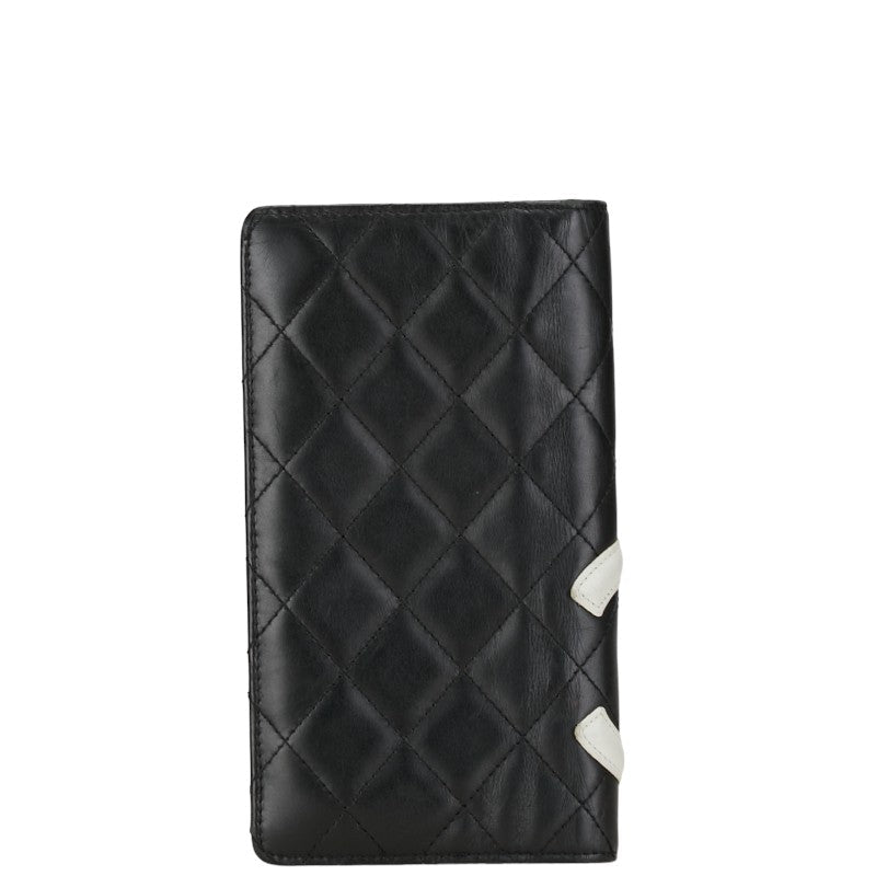 Chanel Cambon Quilted Leather Bifold Wallet Leather Long Wallet in Good condition