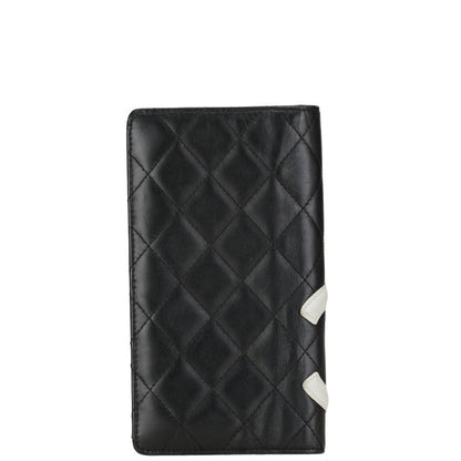 Chanel Cambon Quilted Leather Bifold Wallet Leather Long Wallet in Good condition