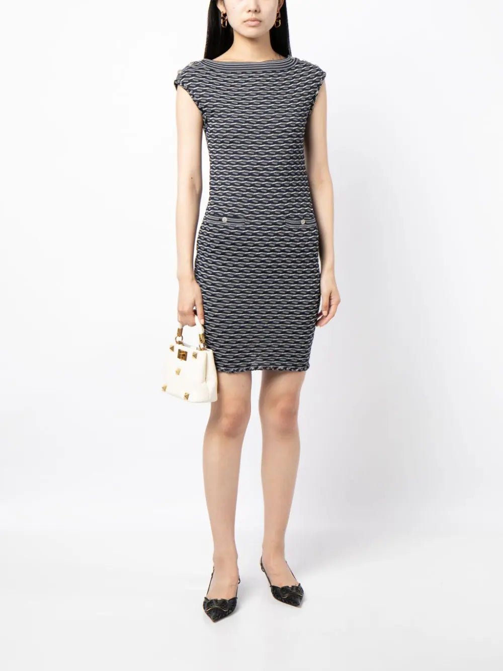 Jacquard Boat-Neck Dress