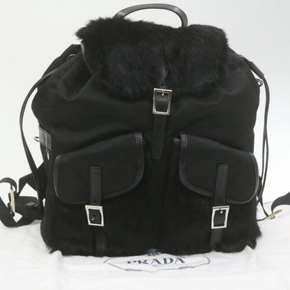 Prada Nylon Fur Backpack Black 2VZ015  21454A