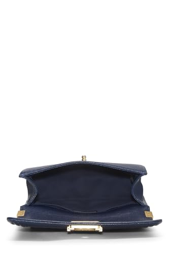 Chanel,  Navy Quilted Caviar Boy Bag Medium, Blue