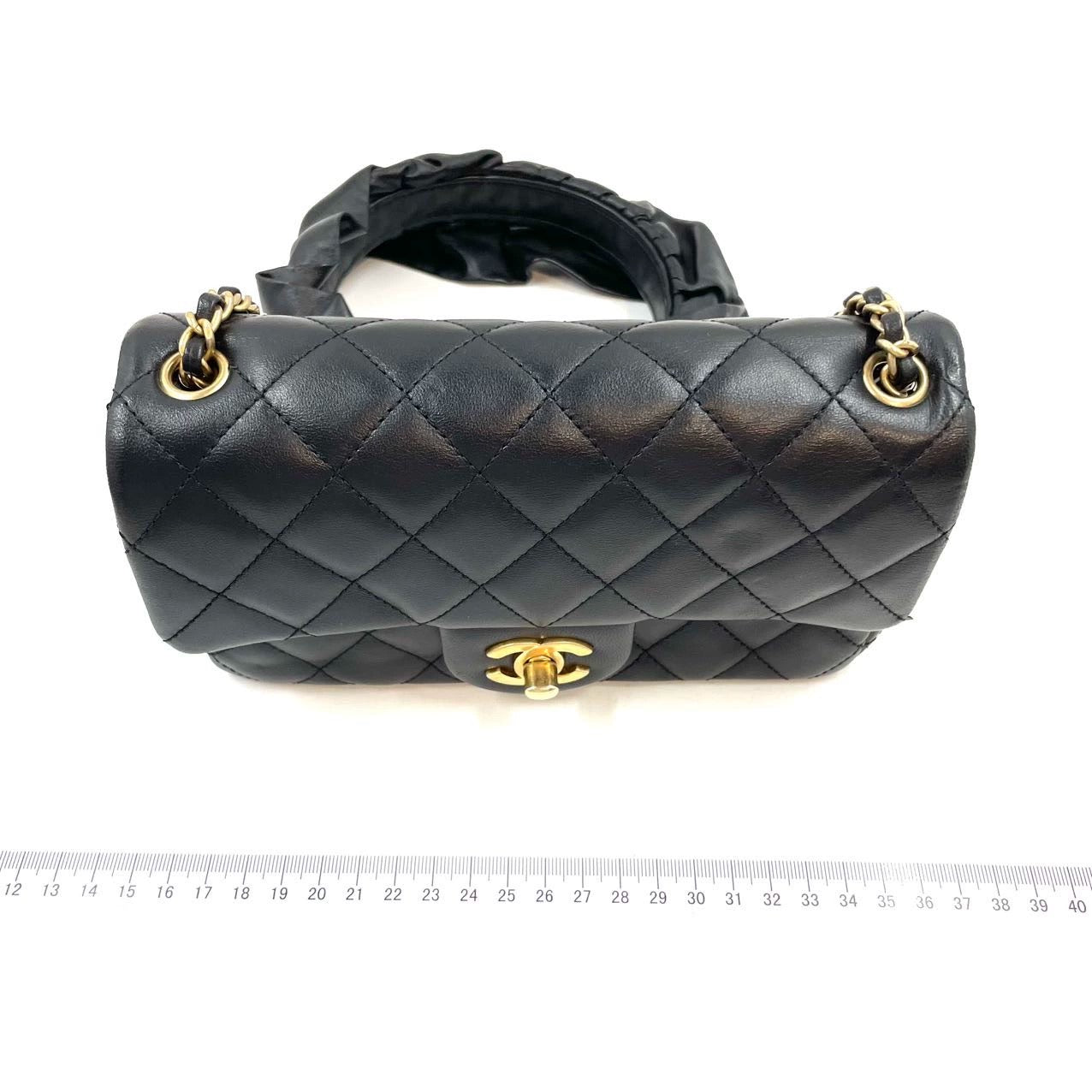Chanel Romance Classic Flap Rectangular Mini Black Lambskin Leather Gold Hardware, 2021
