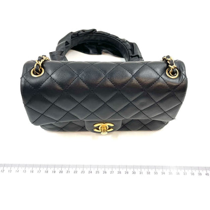 Chanel Romance Classic Flap Rectangular Mini Black Lambskin Leather Gold Hardware, 2021
