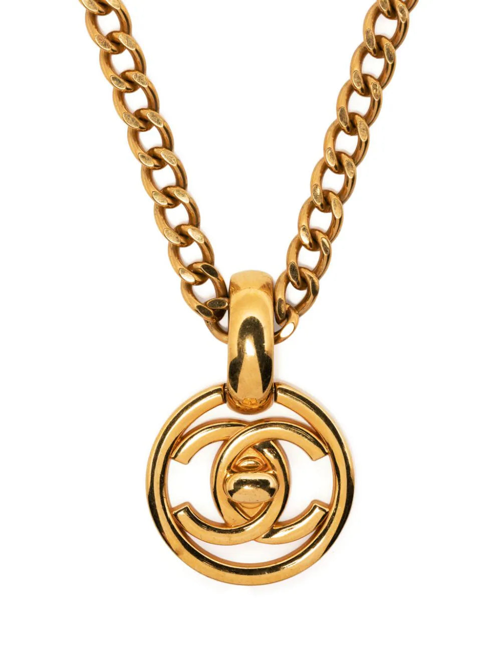 1997 CC Turnlock Pendant Chain Necklace