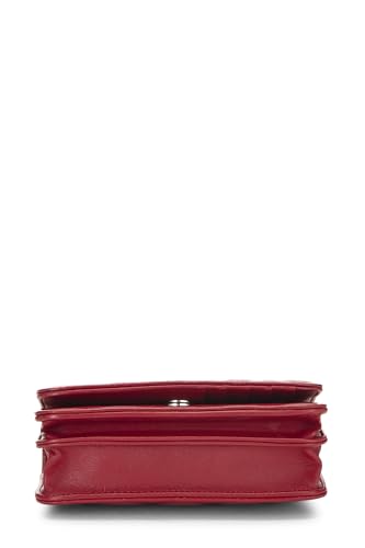 Chanel,  Red Quilted Lambskin Classic Wallet On Chain (WOC) Mini, Red