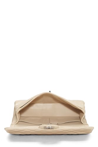Chanel,  Beige Quilted Caviar Classic Double Flap Medium, Beige