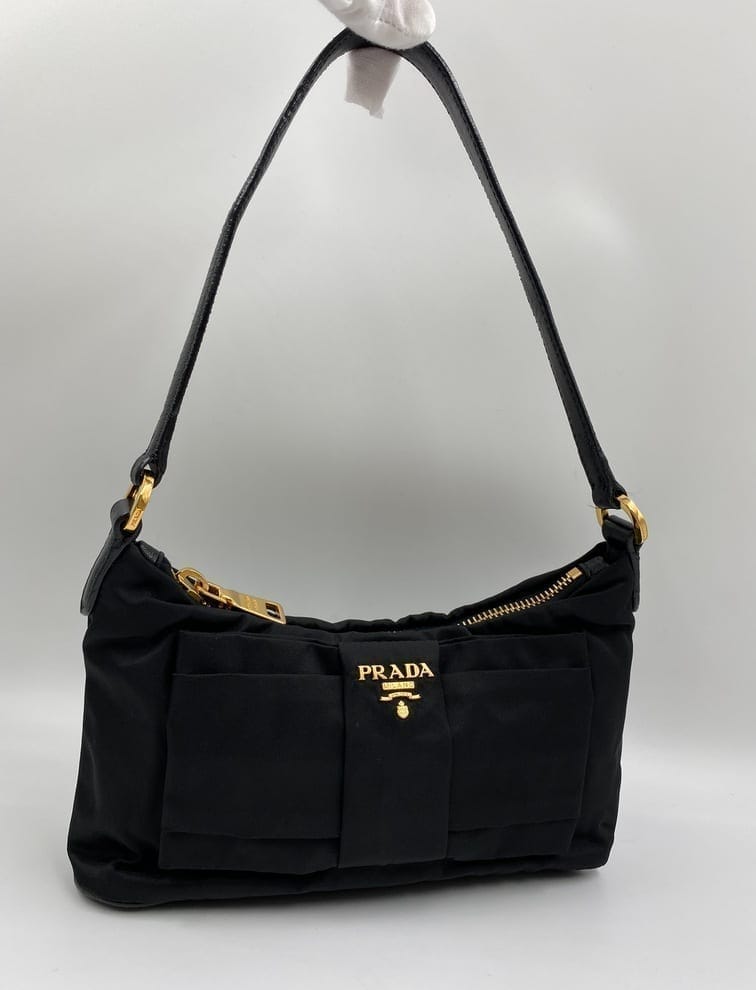 Prada Black Nylon Mini Bow Bag