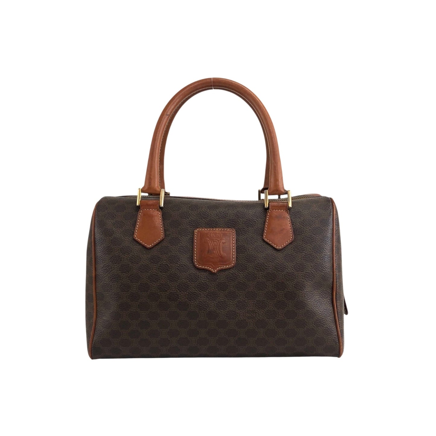 CELINE  Small Boston bag Handbag Brown Vintage akh2uk
