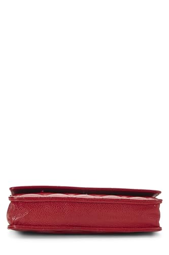 Chanel,  Red Caviar Classic Quilted Wallet On Chain (WOC), Red