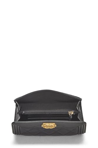 Chanel,  Black Quilted Lambskin Boy Wallet, Black