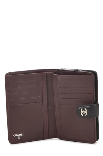 Chanel,  Black Quilted Lambskin Compact Wallet, Black