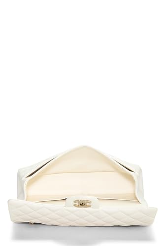 Chanel,  White Quilted Lambskin Classic Double Flap Medium, White