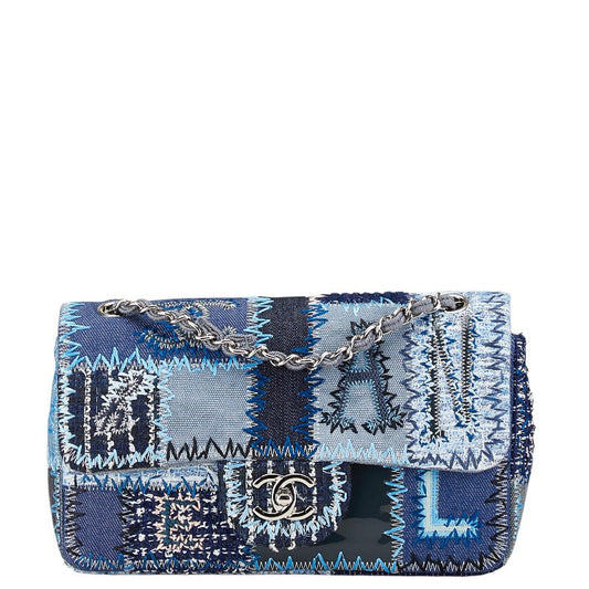 Chanel Coco Mark Patchwork Denim Caviar Skin 2way Shoulder Bag