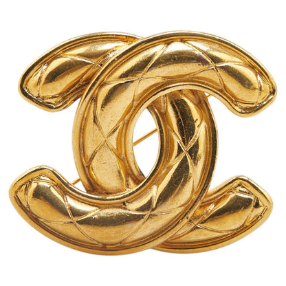 Chanel Gold Plated Coco Mark Matelasse Brooch
