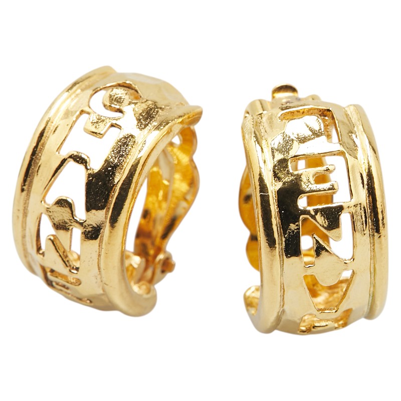 CHANEL Logo Half Hoop Earrings