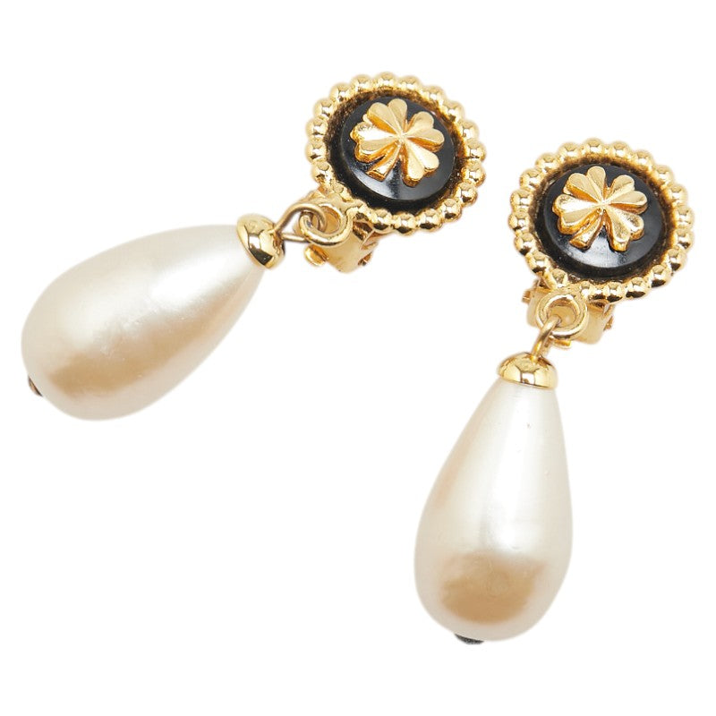 Chanel Clover Motif Teardrop Swing Earrings