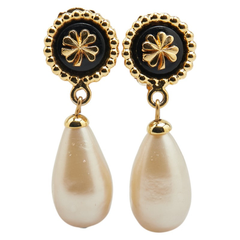 Chanel Clover Motif Teardrop Swing Earrings