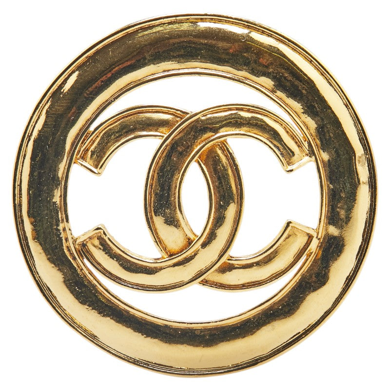 Chanel Gold Plated Coco Mark Round Circle Brooch 94P