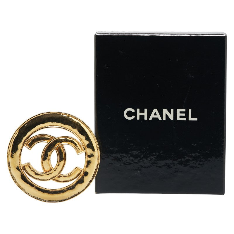 Chanel Gold Plated Coco Mark Round Circle Brooch 94P