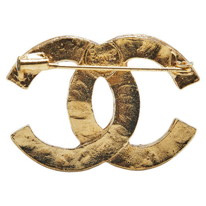 Chanel Gold Plated Coco Mark Rhinestone Brooch