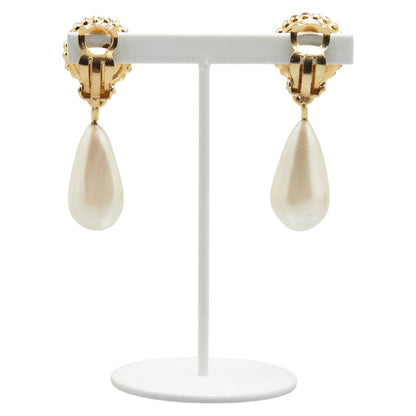 Chanel Round Clover Faux Pearl Earrings