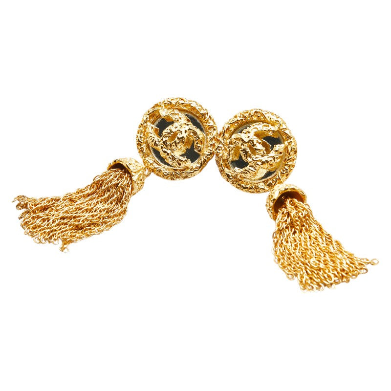 Chanel Coco Mark Lava Mirror Fringe Earrings