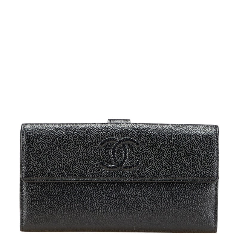 Chanel Coco Mark Caviar Long Wallet