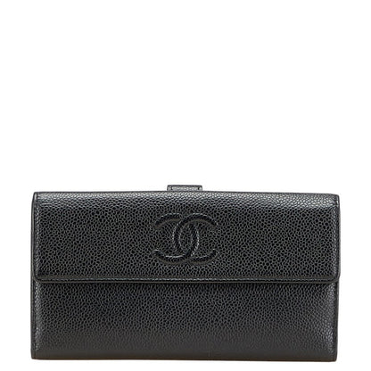 Chanel Coco Mark Caviar Long Wallet