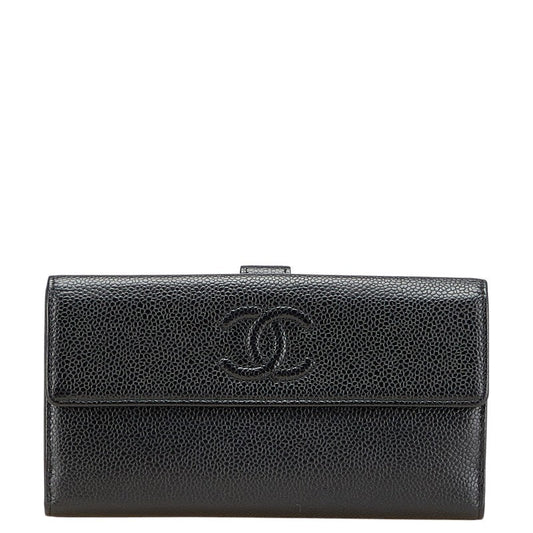 Chanel Coco Mark Caviar Long Wallet