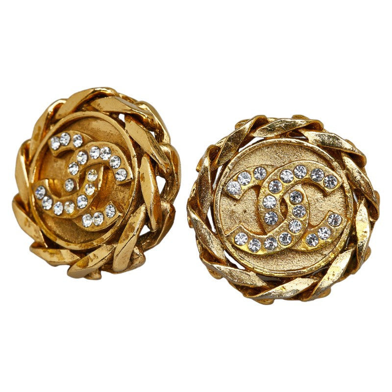 Chanel Strass CC Clip On Earrings Metal Earrings in Good condition